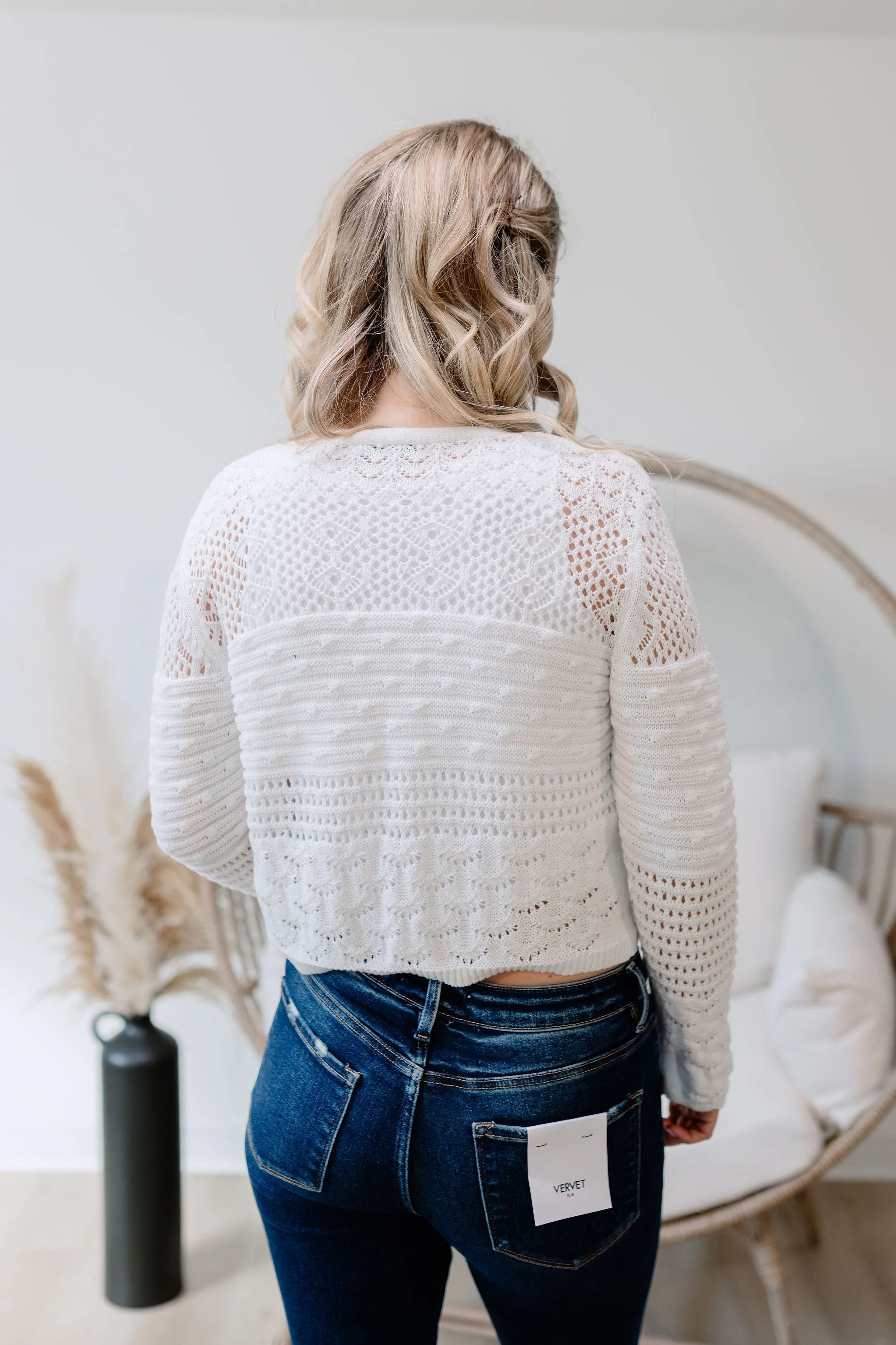 { DEX } Pointelle Knit Cardigan