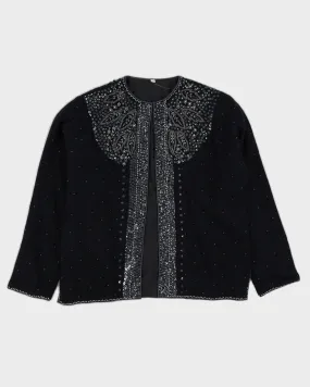 00s Black Beaded Cardigan - M