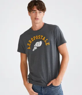 Aeropostale Mens' Aeropostale 87 Winged Foot Graphic Tee - Dark Grey - Size L - Cotton - Teen Fashion & Clothing Charcoal Heather Grey