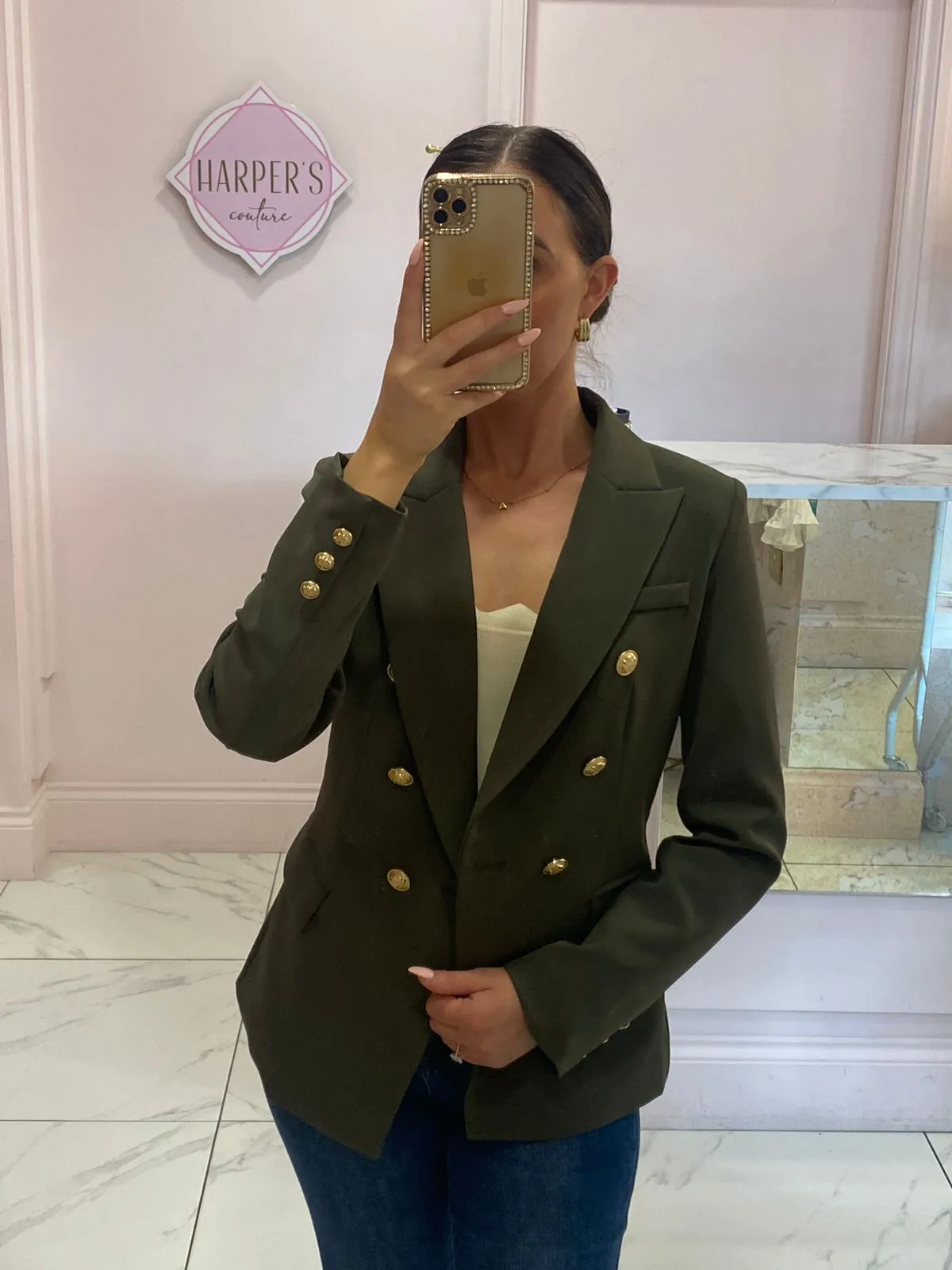 Alena Gold Button Inspired Blazer