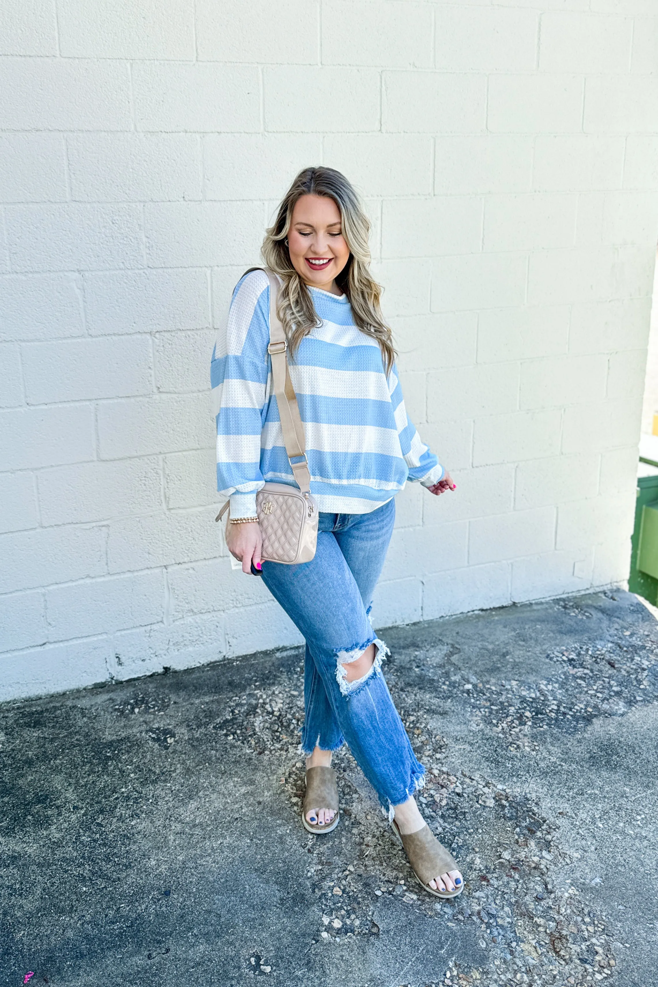 All Striped Out Pullover Top, Blue