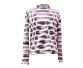 Autumn Stripe Lettuce Edge Turtleneck