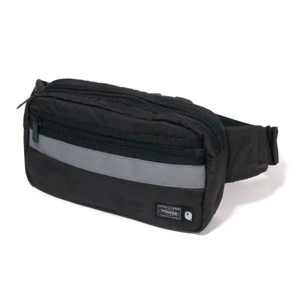 Bathing Ape X Porter Yoshida Japan Solid Camo Reflective Waist Bag Black