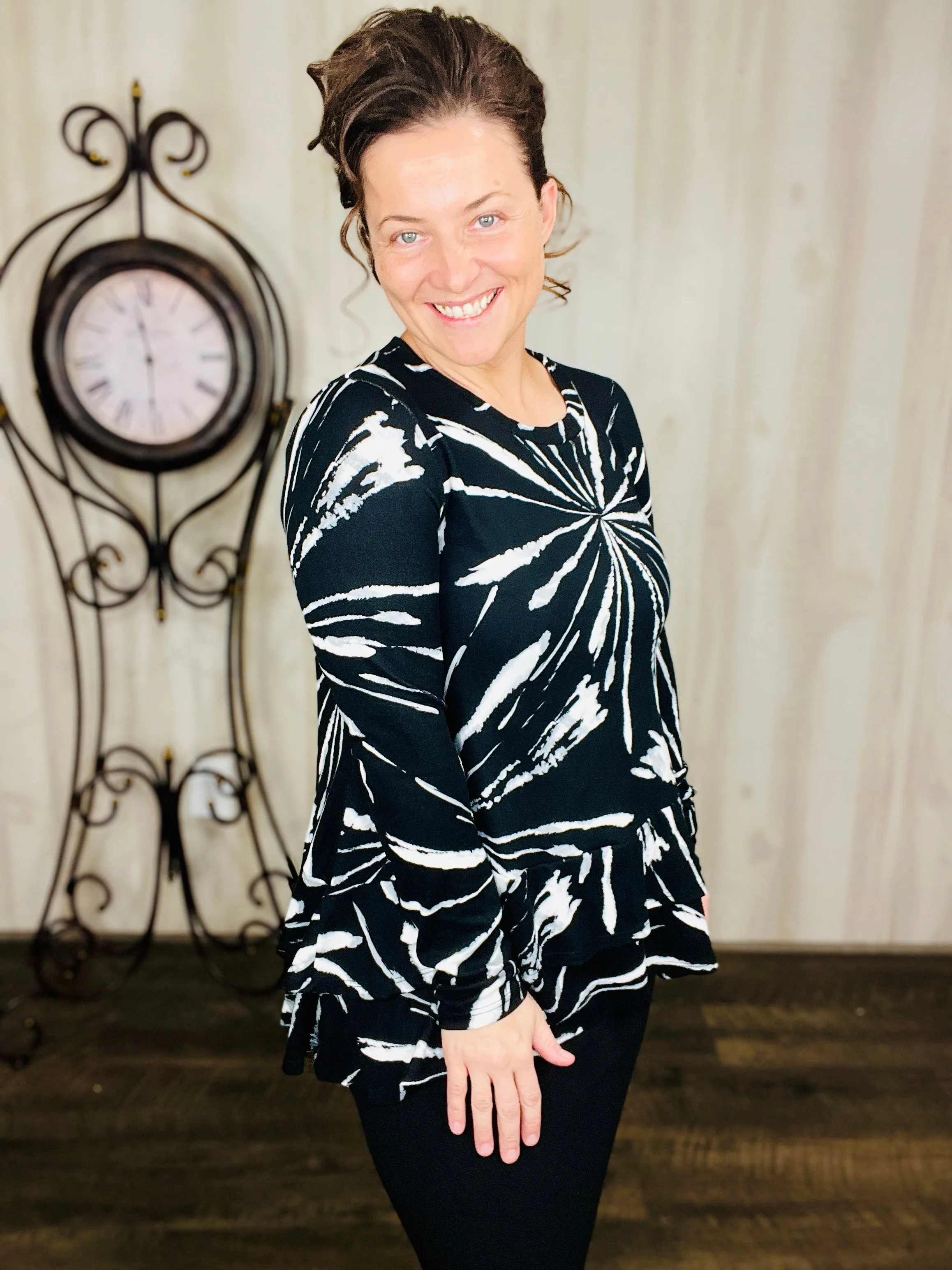 Black Swirly Tie Dye Tunic