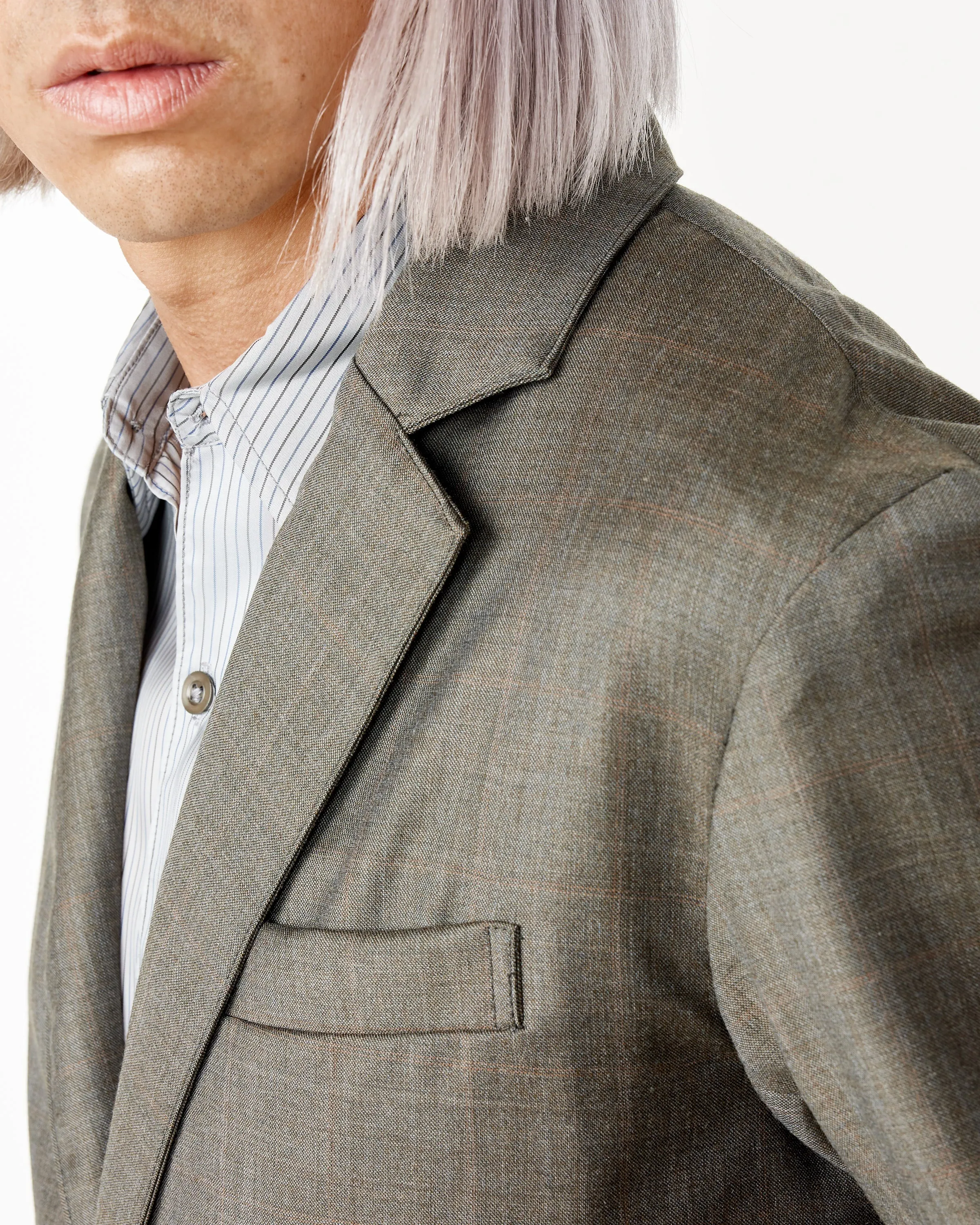 Blazer in Grey Italian Plaid Wool