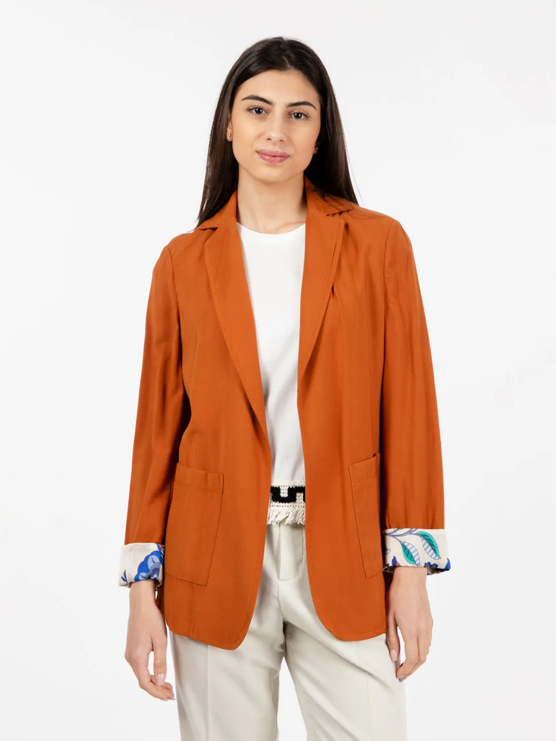 Blazer in maglia tegola