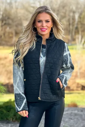 Bringing Cheer Quilted Knit Vest : Black