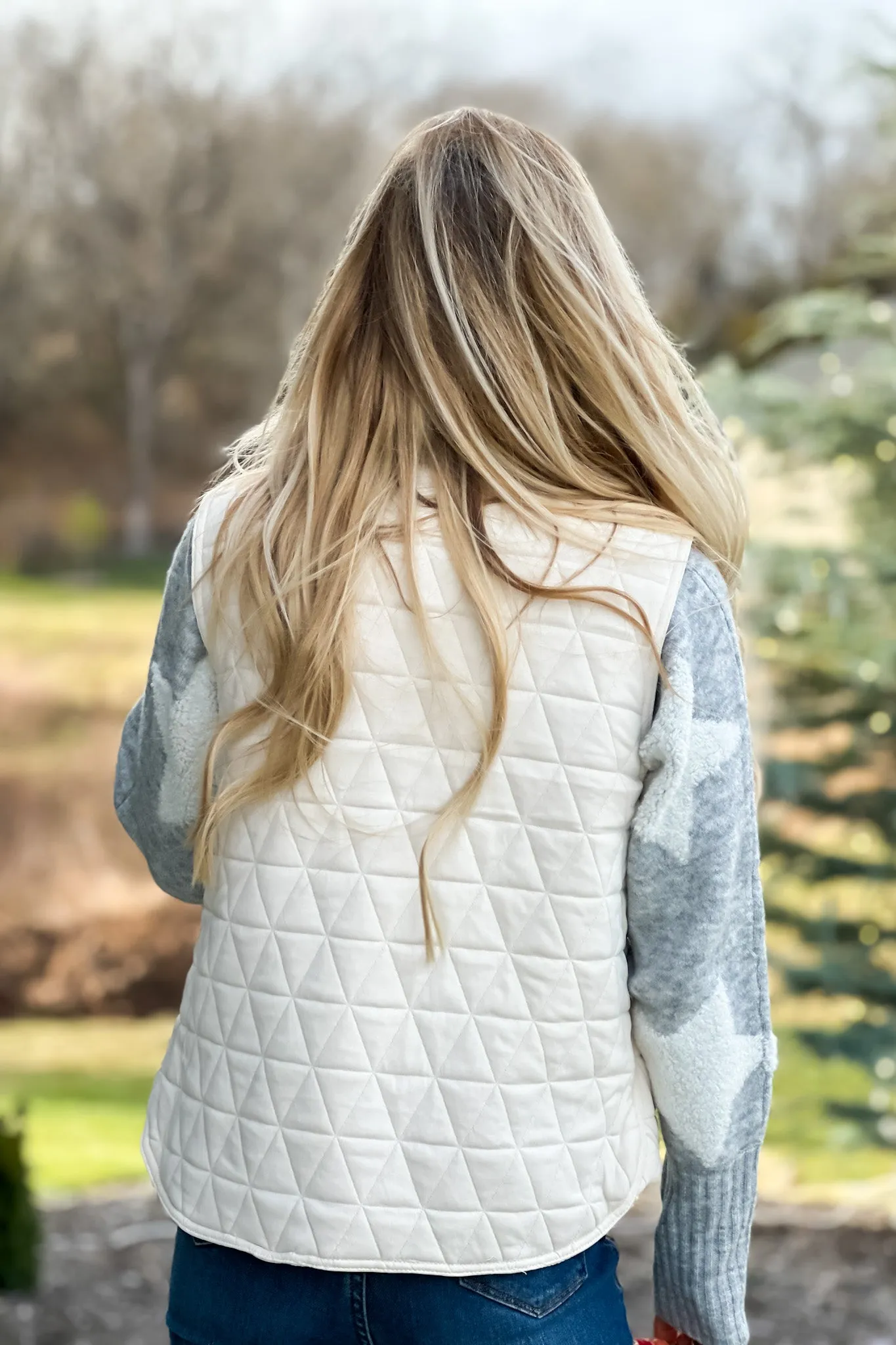 Bringing Cheer Quilted Knit Vest : Cream