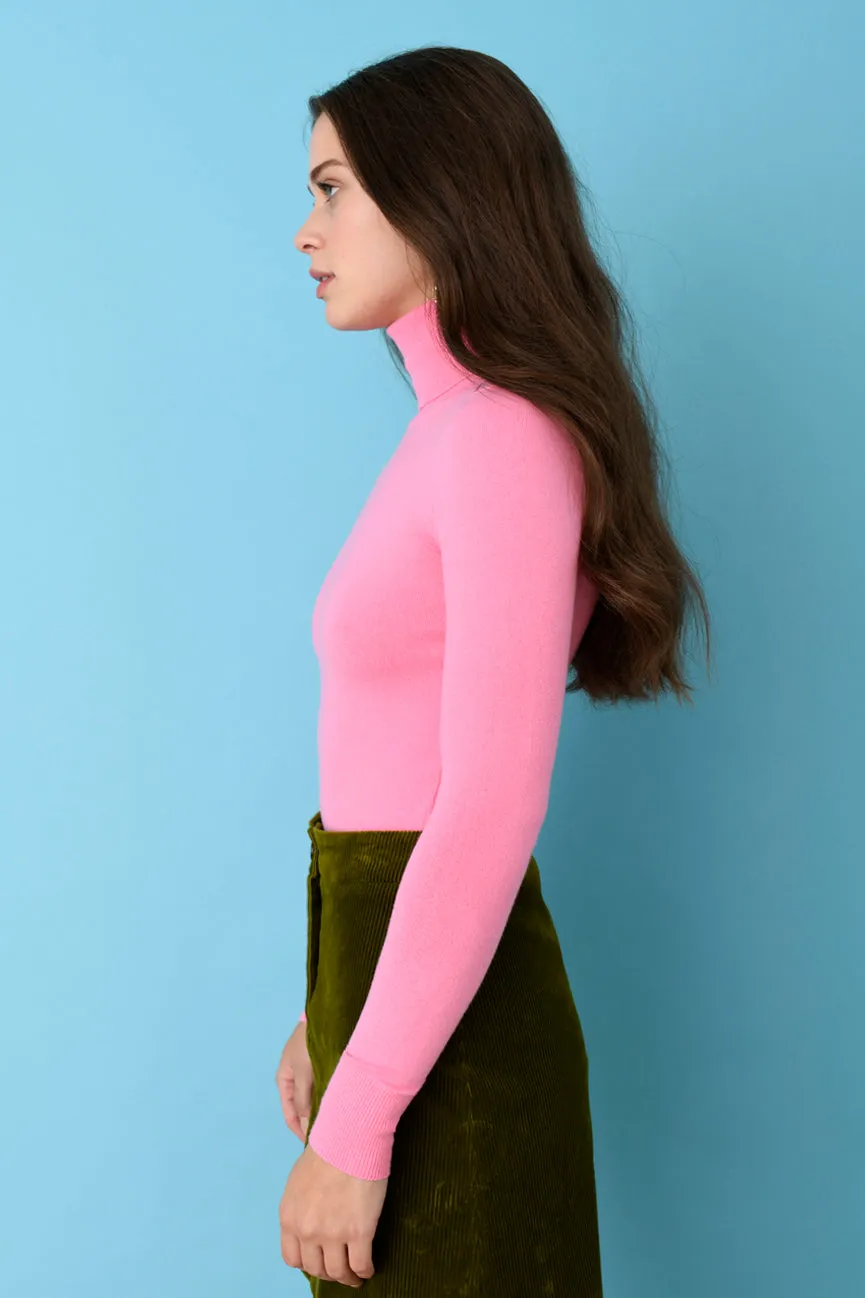 Bubblegum Pink Peachskin Long Sleeve Turtleneck