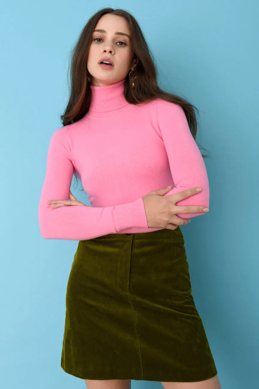 Bubblegum Pink Peachskin Long Sleeve Turtleneck