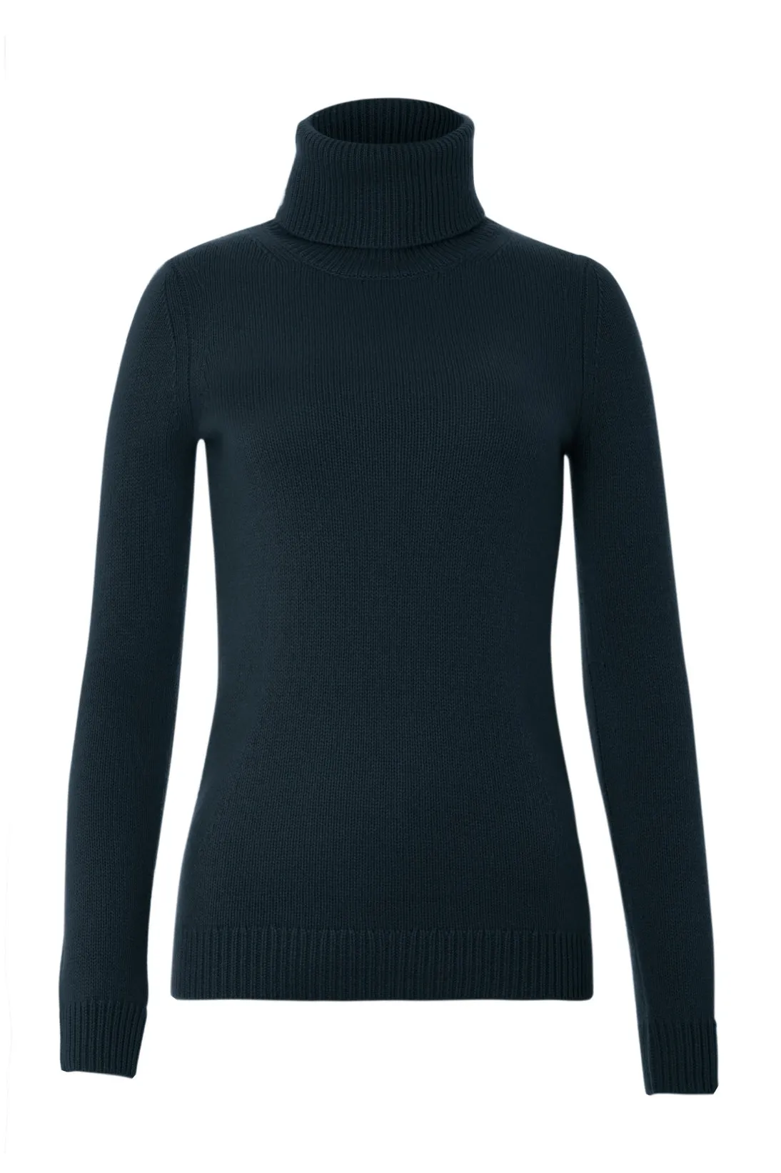 CASHMERE RIBBED FOLDOVER TURTLENECK