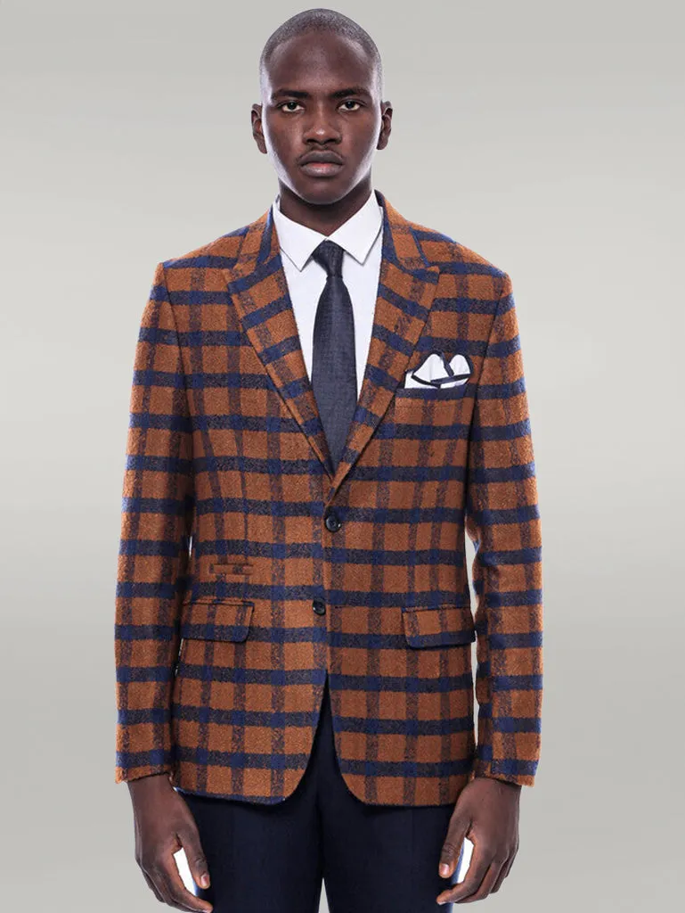 Checked Tawny Slim-Fit Blazer - Wessi