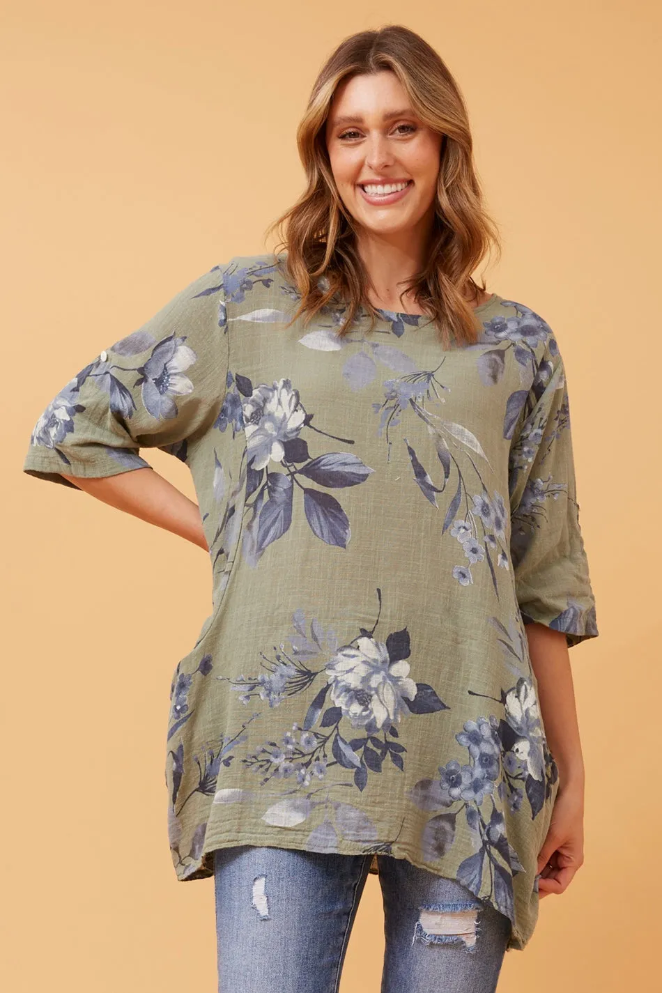 Stylish CIA Floral Print Tunic Top for Women - Elegant and Comfortable Casual Wear