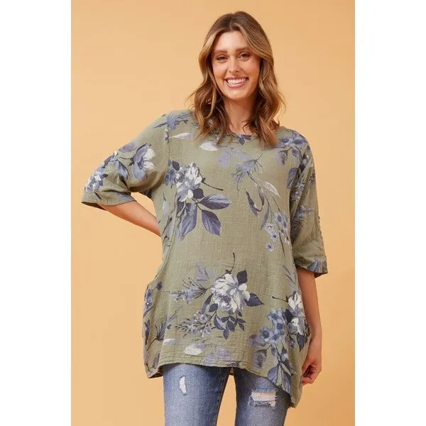 Stylish CIA Floral Print Tunic Top for Women - Elegant and Comfortable Casual Wear