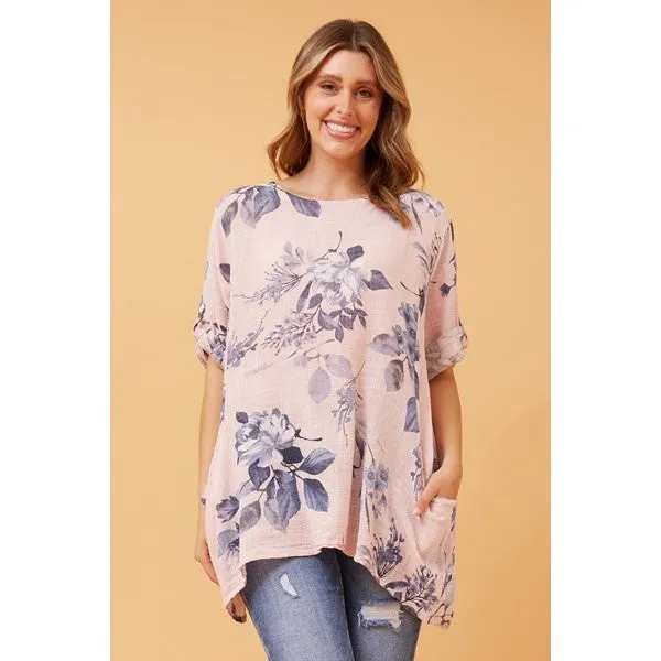 Stylish CIA Floral Print Tunic Top for Women - Elegant and Comfortable Casual Wear