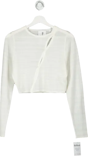 Collusion White Diagonal Button Knit Cardigan Top UK 10