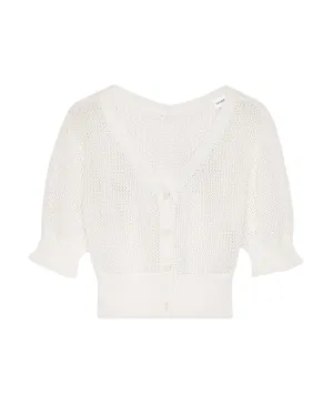 Cotton 1/2 Sleeve Crochet Cardigan (Cream)