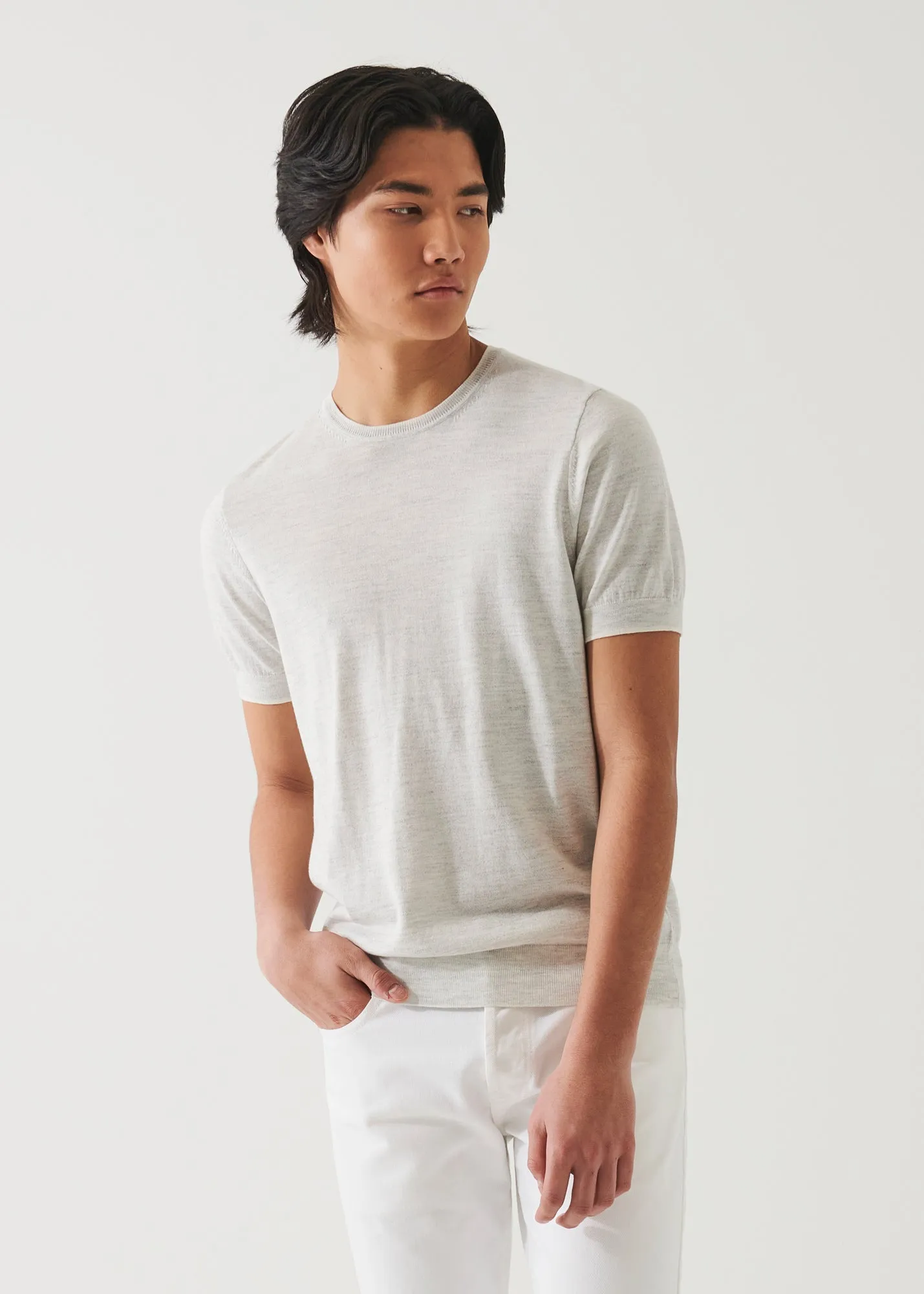 COTTON CUPRO SHORT SLEEVE CREWNECK