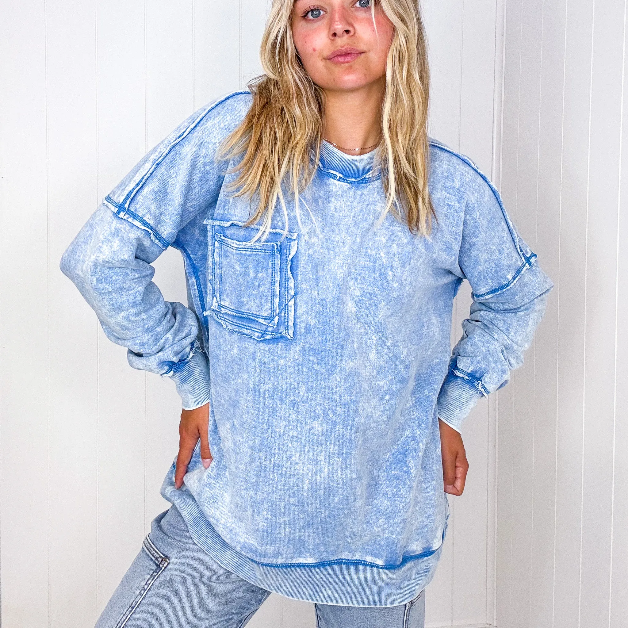 Cozy Nights Mineral Washed Oversized Pullover in 4 Colors