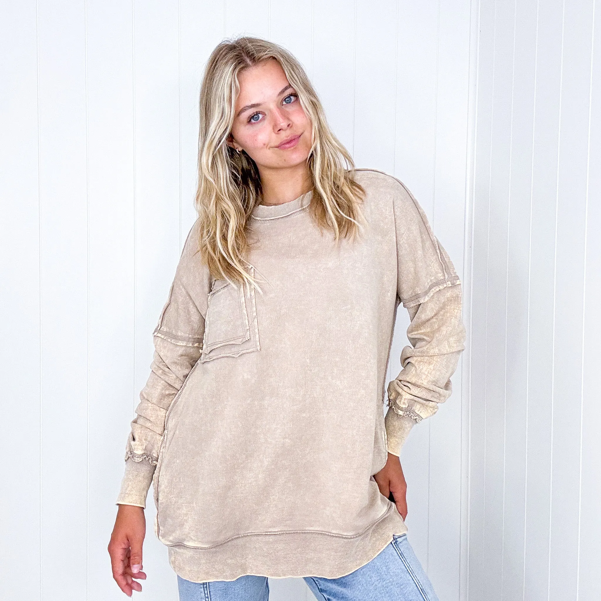 Cozy Nights Mineral Washed Oversized Pullover in 4 Colors