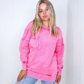 Cozy Nights Mineral Washed Oversized Pullover in 4 Colors