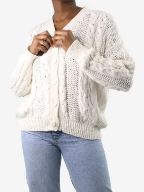 Cream knitted cardigan - size L