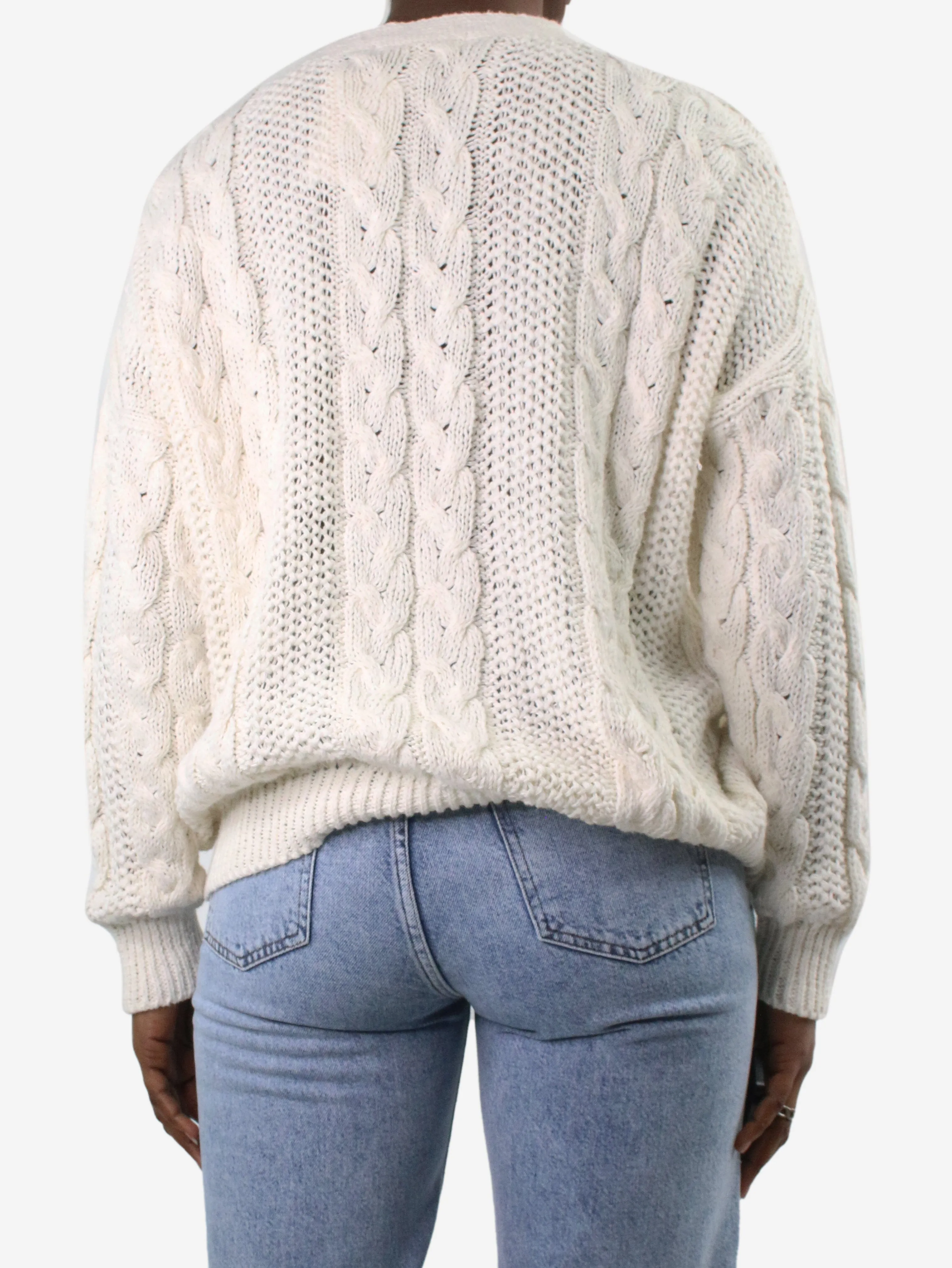 Cream knitted cardigan - size L