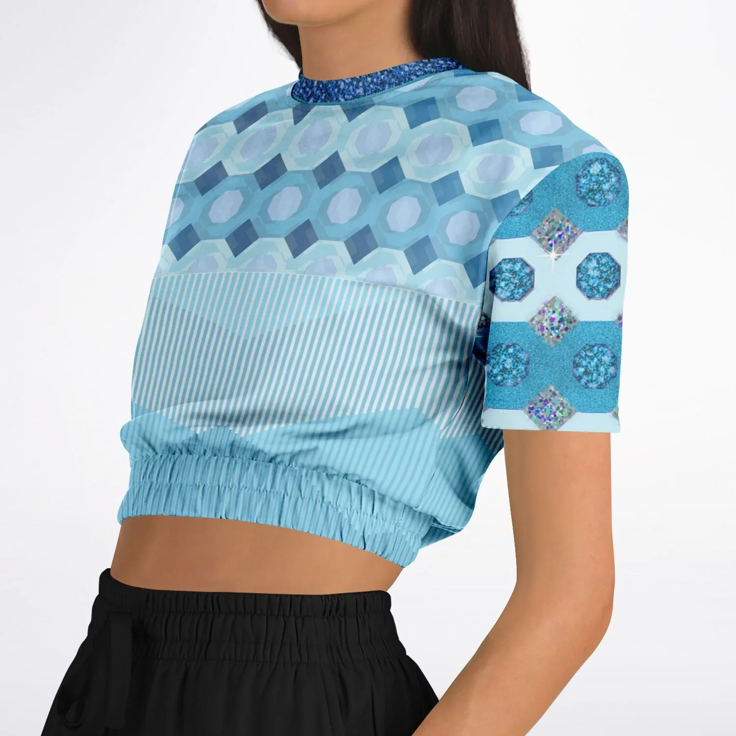 Cte d'Azur Short Sleeve Cropped Eco-Poly Sweater