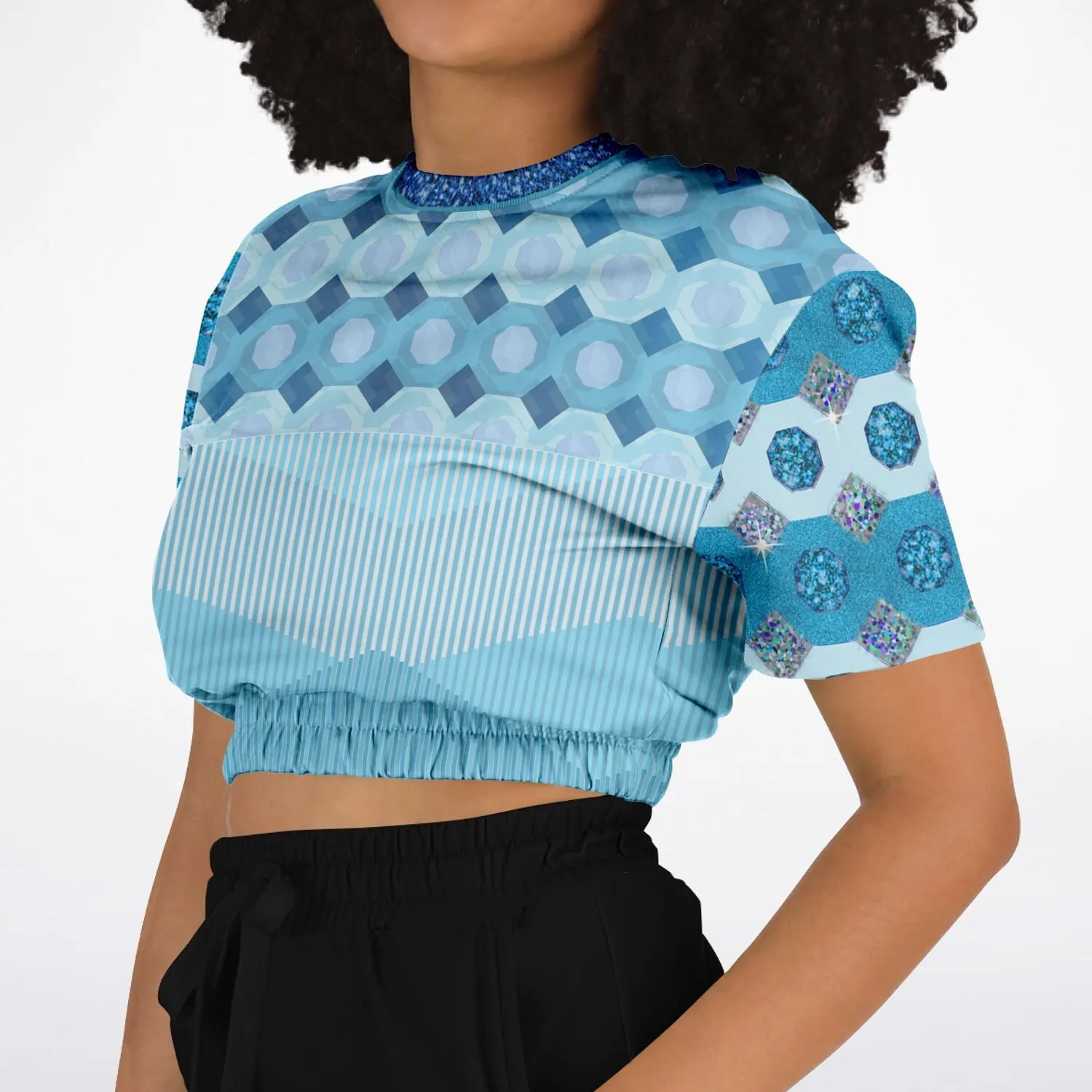 Cte d'Azur Short Sleeve Cropped Eco-Poly Sweater