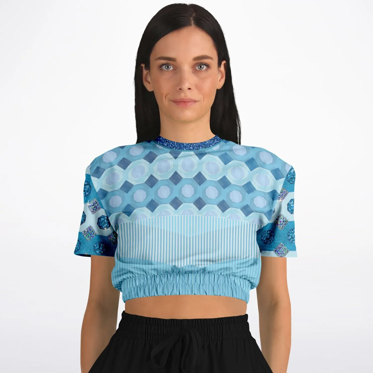 Cte d'Azur Short Sleeve Cropped Eco-Poly Sweater