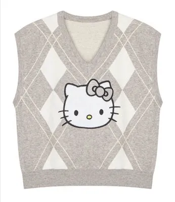 CUTE “HELLO KITTY PASTEL PINK KNIT VEST BY9001