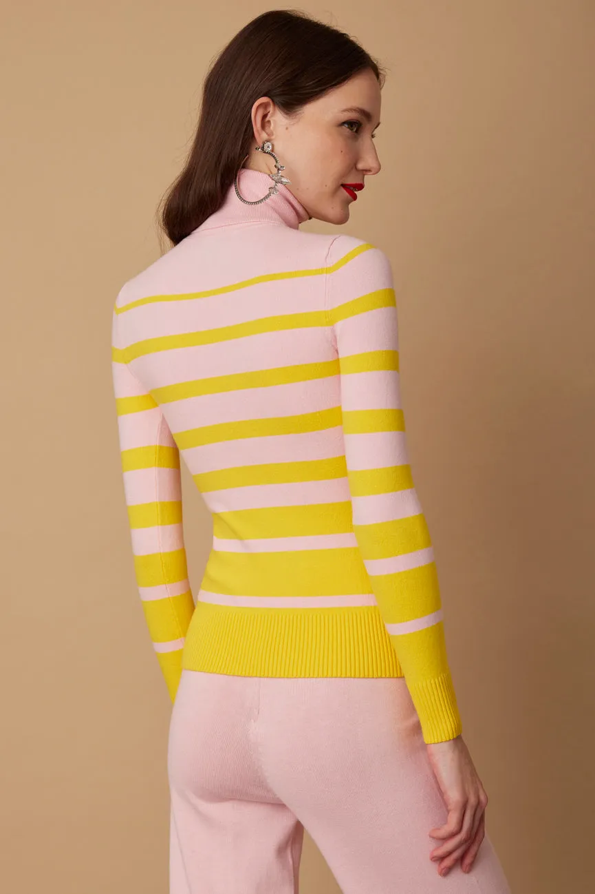 Daffodil/Blush Stripe Peachskin Turtleneck