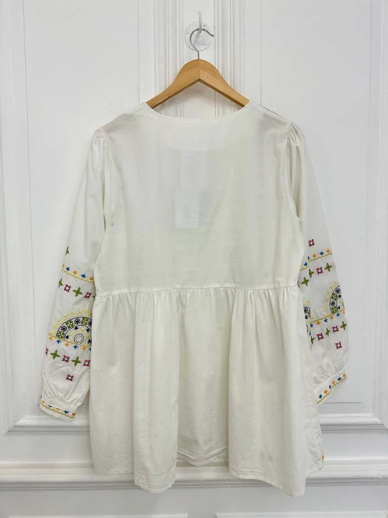 Embroidered Boho Tunic - Warm White