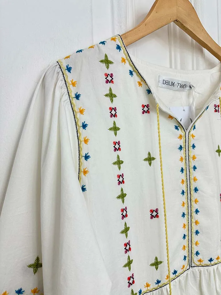 Embroidered Boho Tunic - Warm White