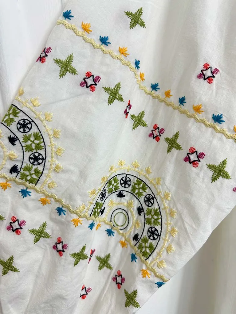 Embroidered Boho Tunic - Warm White