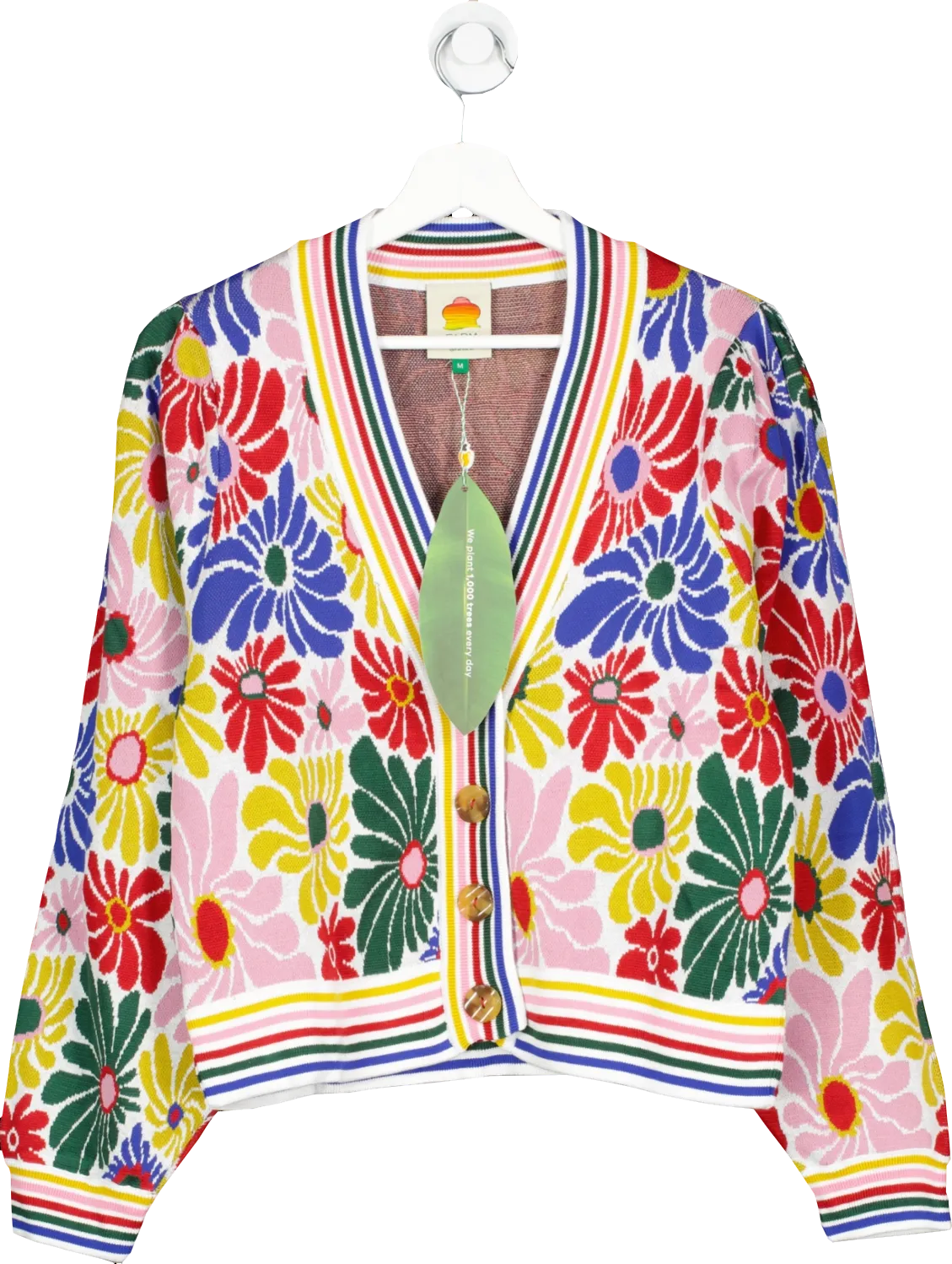 farm rio Multicoloured Sunny Daisies Knit Cardigan UK S