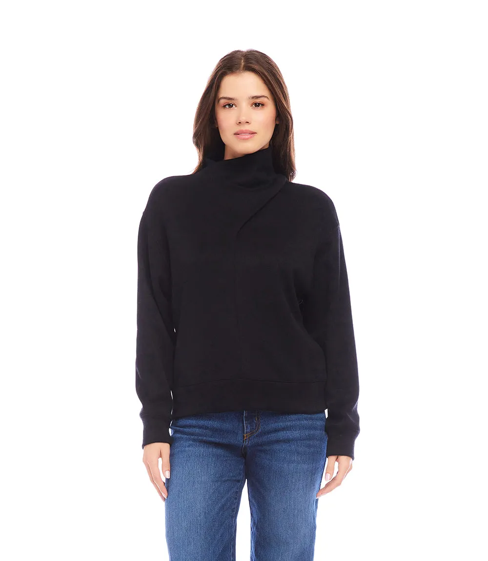 Faux Wrap Turtleneck Top