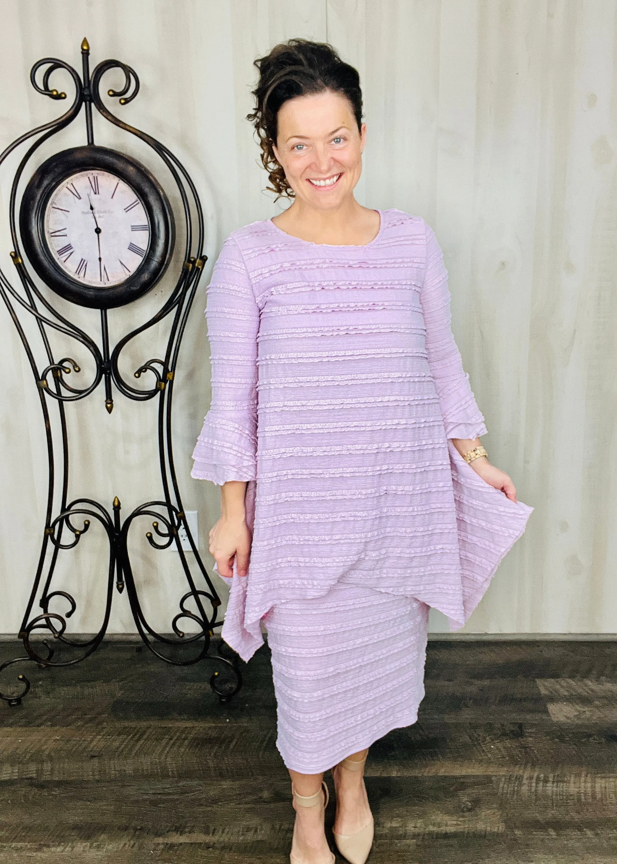 Feminine & Lace Tunic- Lavender