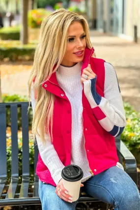 Fireside Feels Textured Vest : Hot Pink