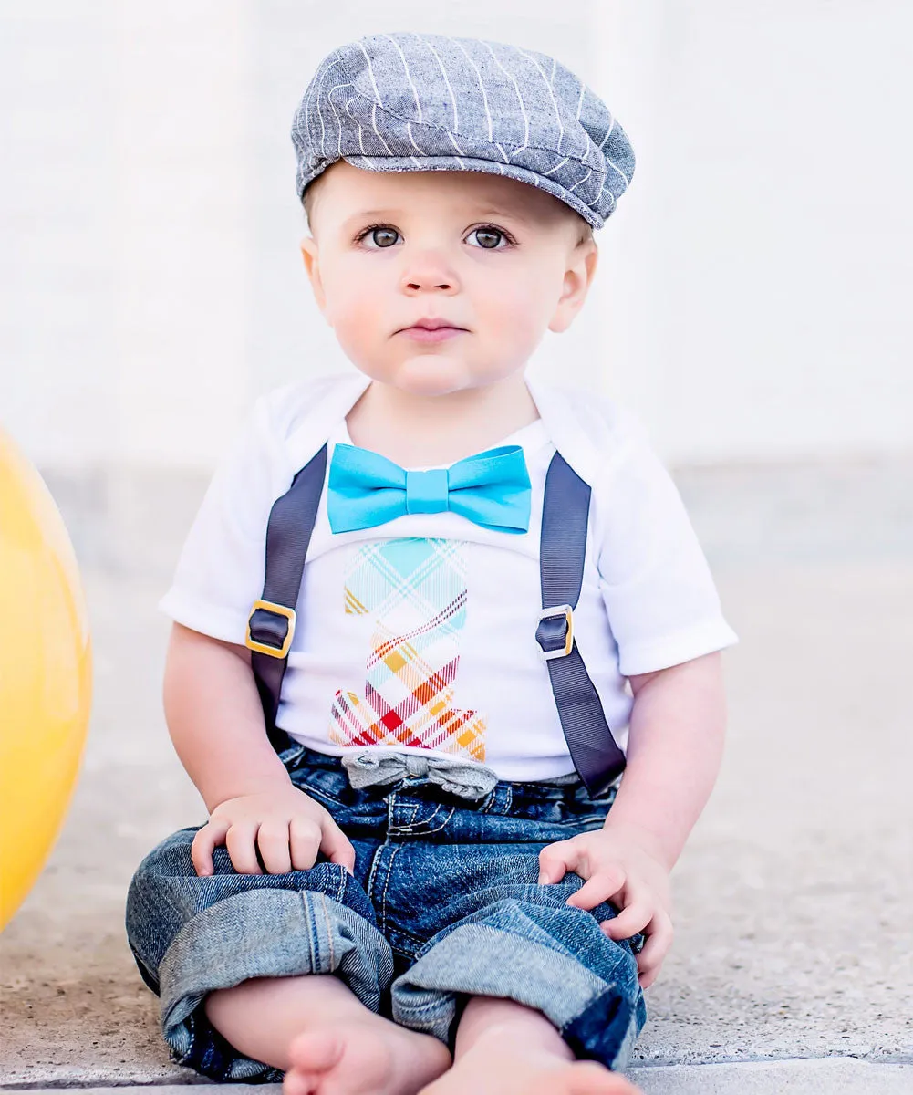 First Birthday Outfit Boy - Grey Blue Orange Lime Red Birthday - First Birthday Clothes - Birthday Shirt - Boys Birthday Outfit - Cake Smash