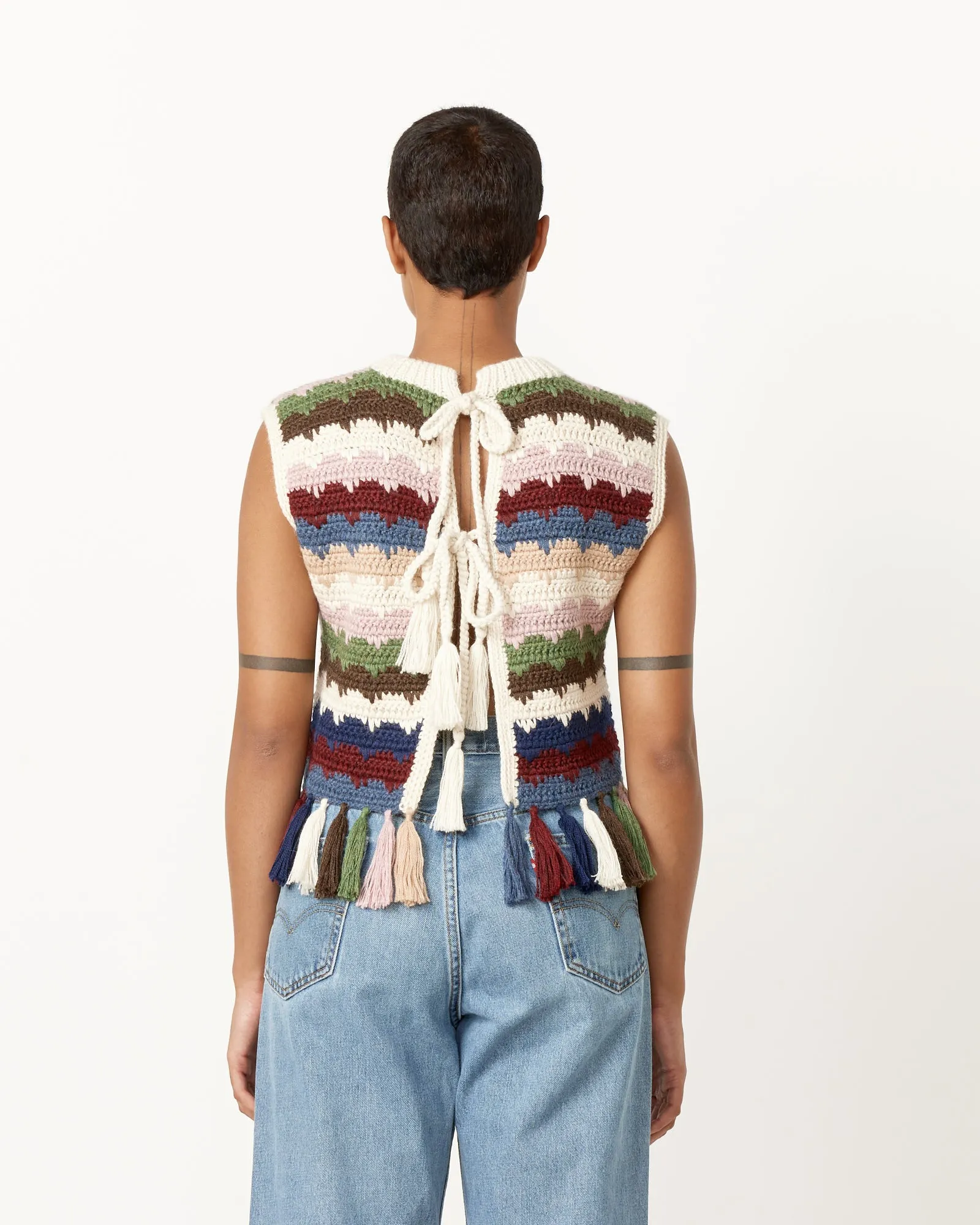 Fringe Hem Reversible Crochet Vest