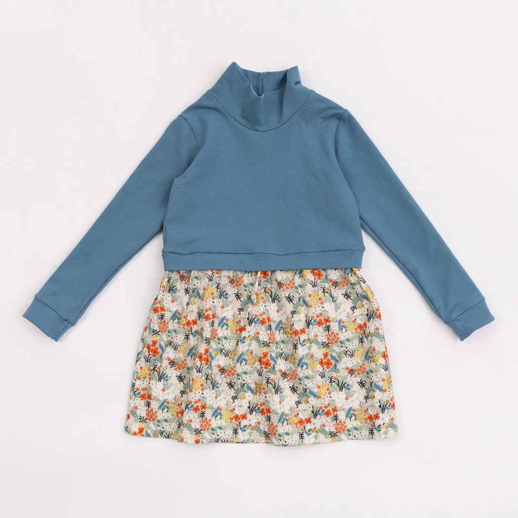 Funnel Sweatshirt Dress in Tide Meadow