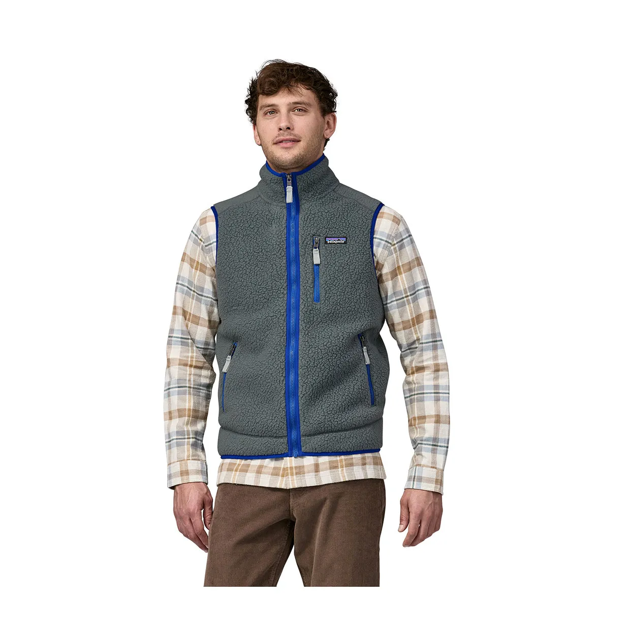 Gilet Uomo Patagonia Retro Pile Fleece Vest Grigio / Blu