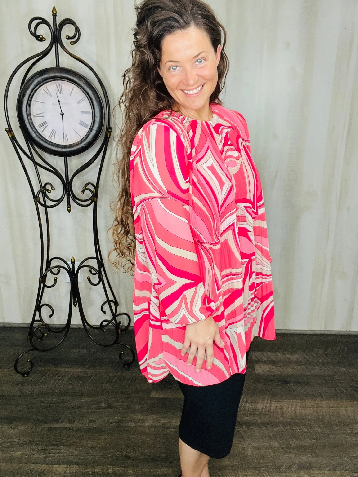 Gloria Pleated Fuchsia Tunic