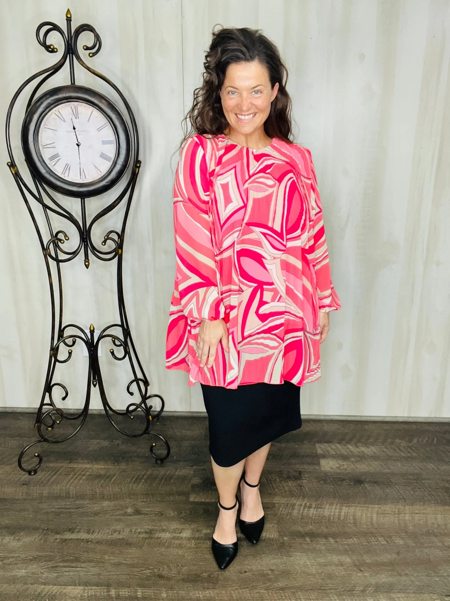 Gloria Pleated Fuchsia Tunic