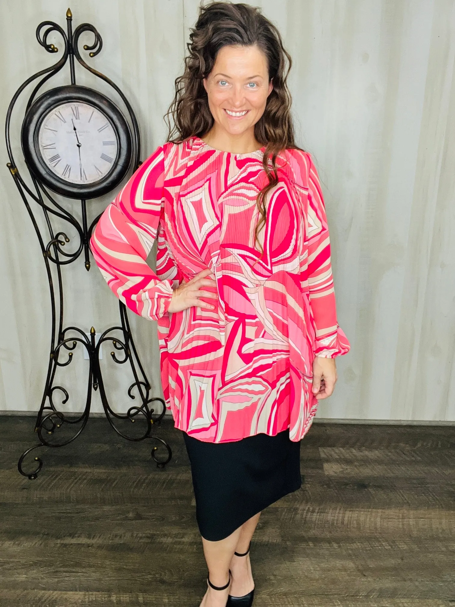 Gloria Pleated Fuchsia Tunic