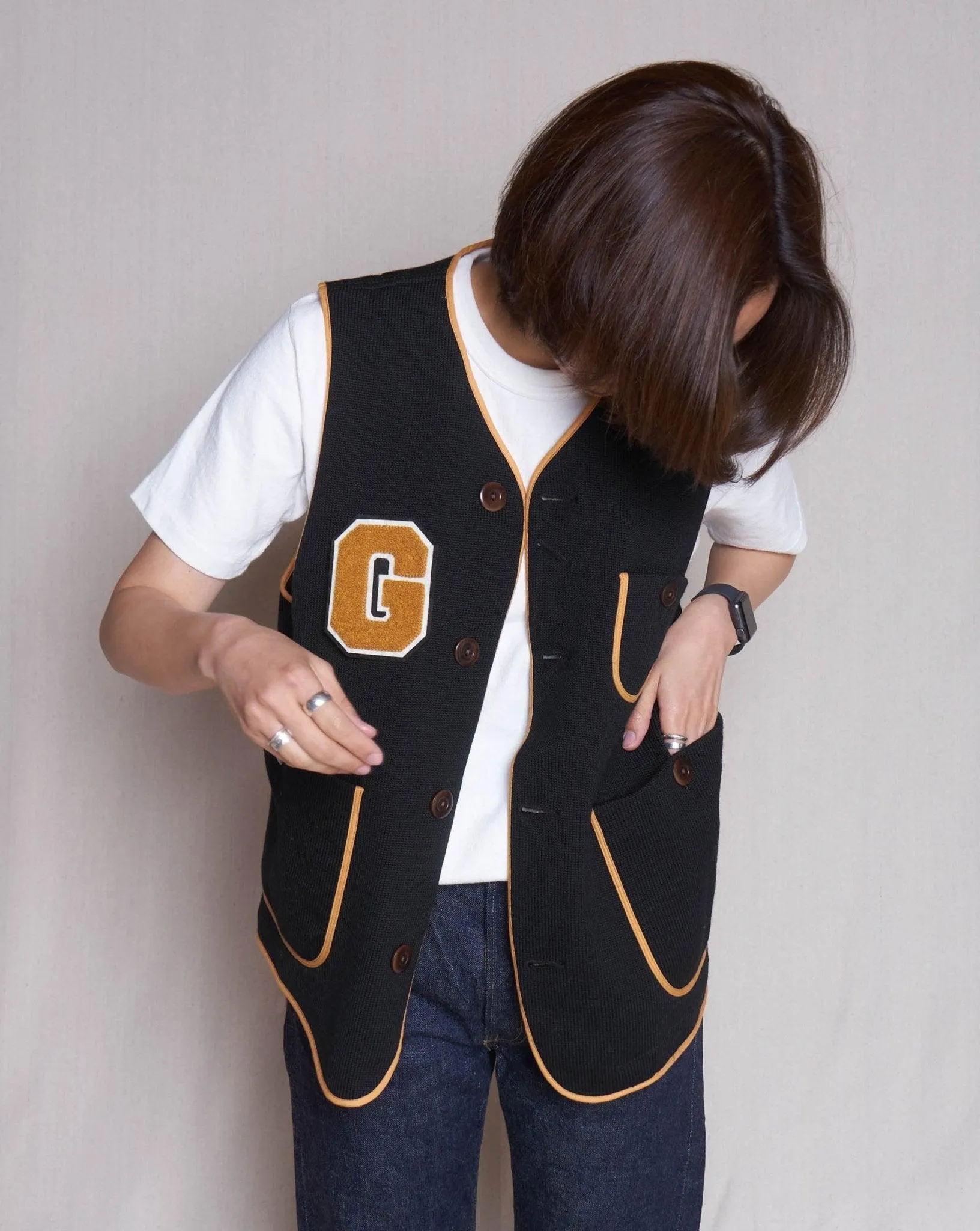 Godspeed x Dehen 1920 'Five Year' Knit Utility Vest - Black / Gold