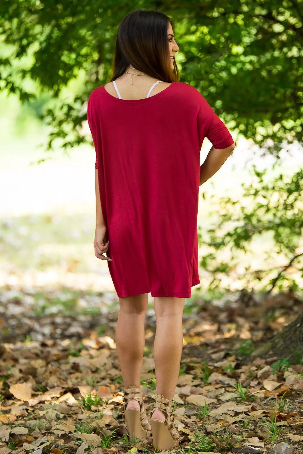 Half Sleeve Piko Tunic - Wine