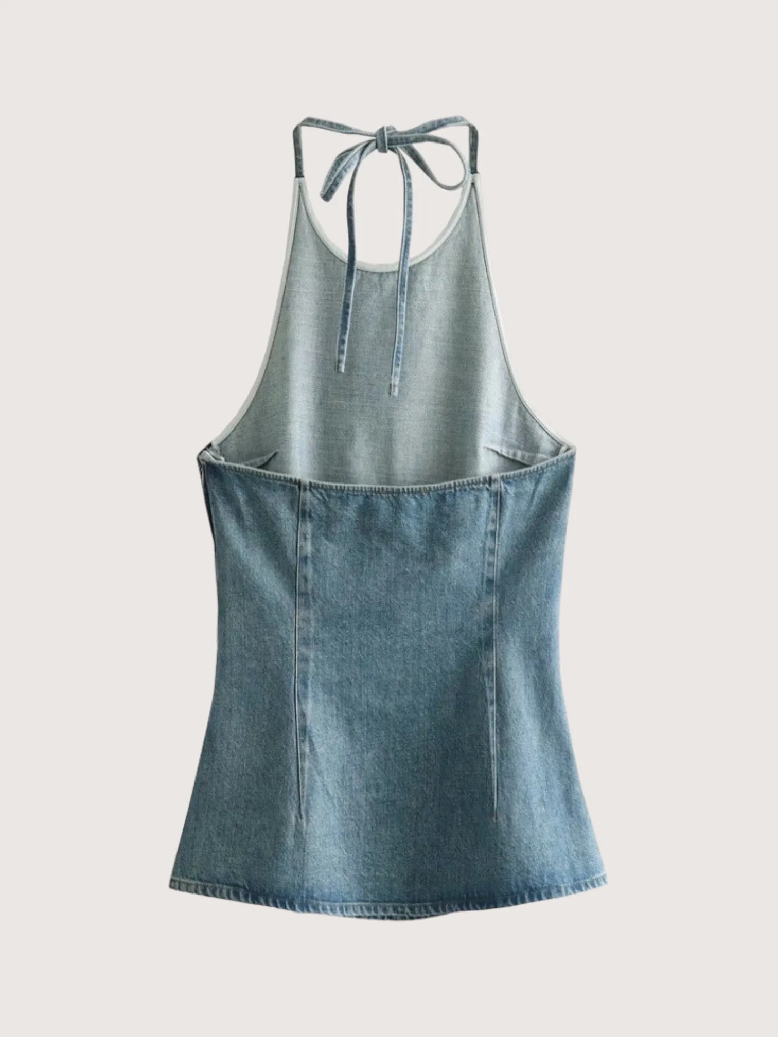 Halter Denim Tunic Top