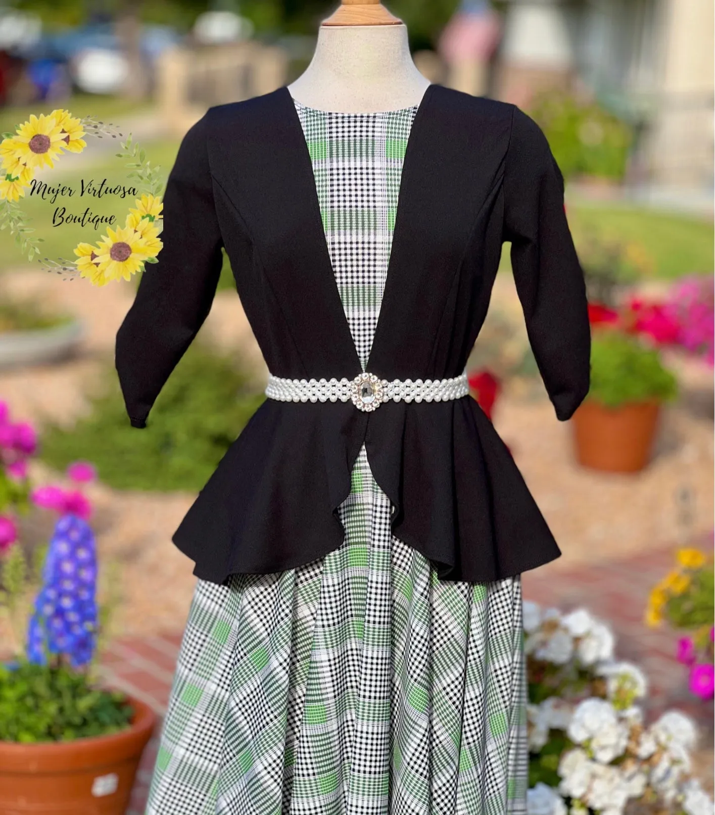 Helena Black & Green Blazer Dress